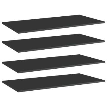 High Gloss Black Bookshelf Boards - 4 pcs Engineered Wood