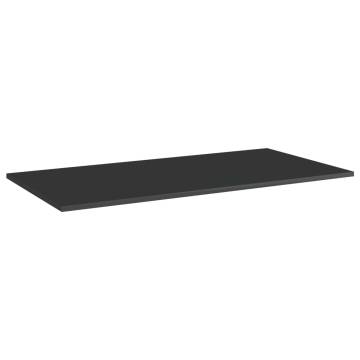 High Gloss Black Bookshelf Boards - 4 pcs Engineered Wood