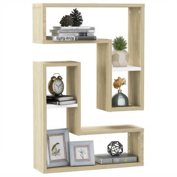 Stylish Wall Shelf Set in White and Sonoma Oak - 2 Pcs