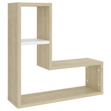 Stylish Wall Shelf Set in White and Sonoma Oak - 2 Pcs