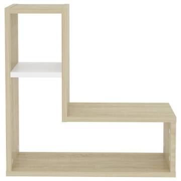 Stylish Wall Shelf Set in White and Sonoma Oak - 2 Pcs