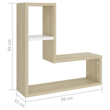 Stylish Wall Shelf Set in White and Sonoma Oak - 2 Pcs