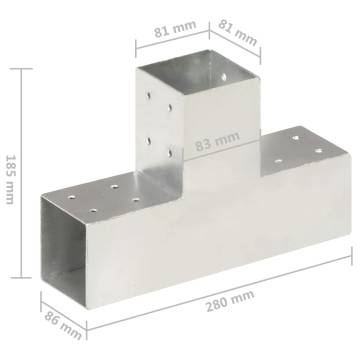 Post Connector T Shape Galvanised Metal 81x81 mm | Hipo Market