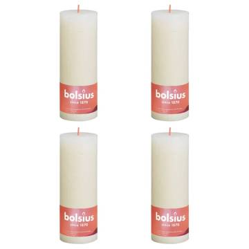 Bolsius Rustic Pillar Candles Shine - 4 pcs Soft Pearl