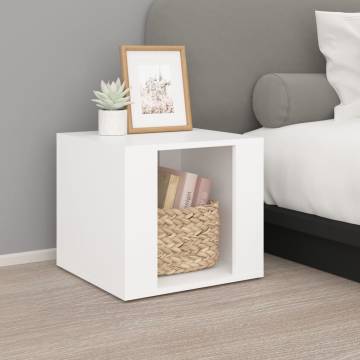 Elegant White Bedside Table - 41x40x36 cm Engineered Wood