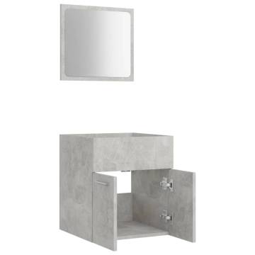 Stylish 2 Piece Bathroom Furniture Set - Concrete Grey