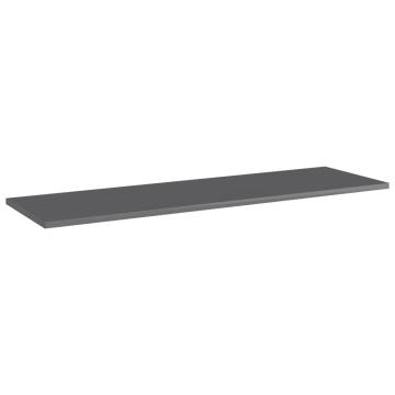 8 pcs High Gloss Grey Bookshelf Boards - Stylish Storage Solution