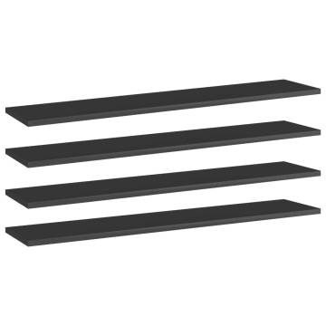 High Gloss Black Bookshelf Boards - 4 pcs | Hipomarket UK