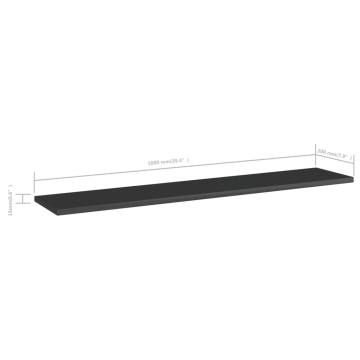 High Gloss Black Bookshelf Boards - 4 pcs | Hipomarket UK