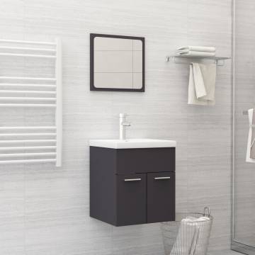 Stylish 2 Piece Grey Bathroom Furniture Set - Engineered Wood