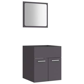 Stylish 2 Piece Grey Bathroom Furniture Set - Engineered Wood