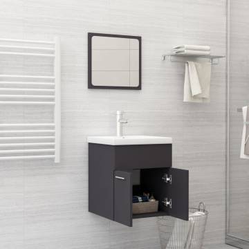 Stylish 2 Piece Grey Bathroom Furniture Set - Engineered Wood