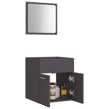 Stylish 2 Piece Grey Bathroom Furniture Set - Engineered Wood