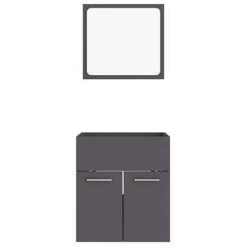 Stylish 2 Piece Grey Bathroom Furniture Set - Engineered Wood