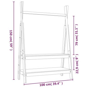 Solid Wood Pine Clothes Rack - 100x45.5x150 cm | Hipomarket