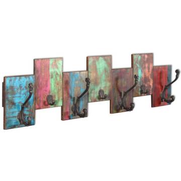 Coat Rack with 7 Hooks - Solid Reclaimed Wood - Vintage Style