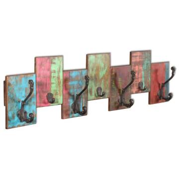 Coat Rack with 7 Hooks - Solid Reclaimed Wood - Vintage Style