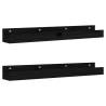 Wall Shelves 2 pcs Black - Solid Pine Wood | HipoMarket