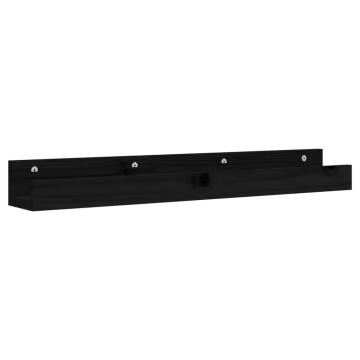 Wall Shelves 2 pcs Black - Solid Pine Wood | HipoMarket