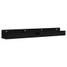 Wall Shelves 2 pcs Black - Solid Pine Wood | HipoMarket