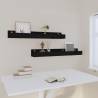 Wall Shelves 2 pcs Black - Solid Pine Wood | HipoMarket