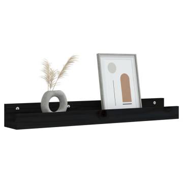 Wall Shelves 2 pcs Black - Solid Pine Wood | HipoMarket