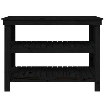 Work Bench Black 110.5x50x80 cm | Solid Wood Pine Furniture