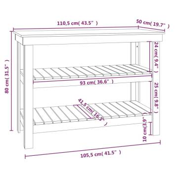 Work Bench Black 110.5x50x80 cm | Solid Wood Pine Furniture