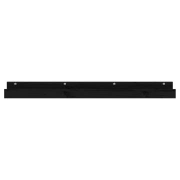 Wall Shelves 2 pcs Black - Solid Pine Wood | Hipomarket