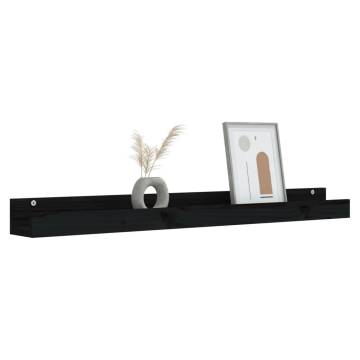 Wall Shelves 2 pcs Black - Solid Pine Wood | Hipomarket