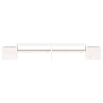 Monitor Stand White - Solid Wood Pine - 100x27.5x15 cm