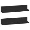 Black Wall Shelves - 2 Pcs Solid Pine Wood | Hipo Market UK