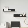 Black Wall Shelves - 2 Pcs Solid Pine Wood | Hipo Market UK