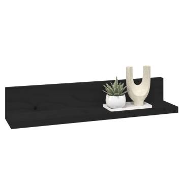 Black Wall Shelves - 2 Pcs Solid Pine Wood | Hipo Market UK