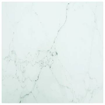 Table Top White 50x50 cm - Marble Design Tempered Glass