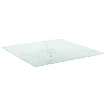 Table Top White 50x50 cm - Marble Design Tempered Glass