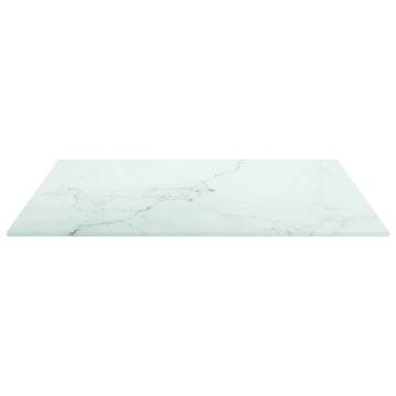 Table Top White 50x50 cm - Marble Design Tempered Glass