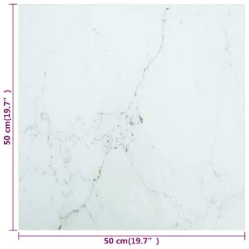 Table Top White 50x50 cm - Marble Design Tempered Glass