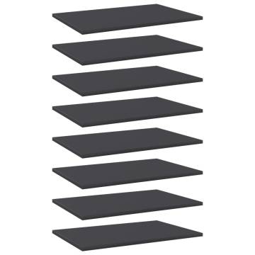 8 pcs Grey Bookshelf Boards - Engineered Wood | HipoMarket