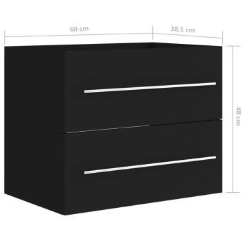 Sink Cabinet Black - 60x38.5x48 cm Engineered Wood | HipoMarket