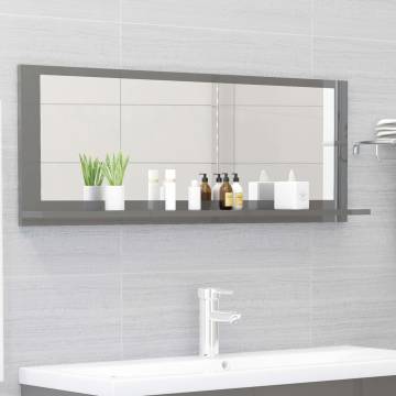 High Gloss Grey Bathroom Mirror - 100x10.5x37 cm | HipoMarket