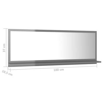 High Gloss Grey Bathroom Mirror - 100x10.5x37 cm | HipoMarket