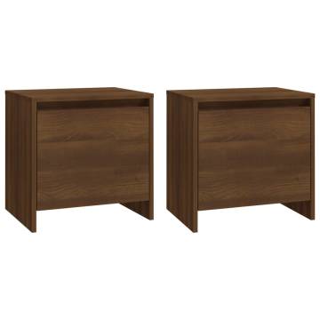 Stylish Brown Oak Bedside Cabinets - Set of 2 | HipoMarket