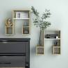 Stylish Wall Shelf Set - White & Sonoma Oak | Hipomarket