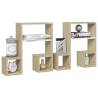 Stylish Wall Shelf Set - White & Sonoma Oak | Hipomarket