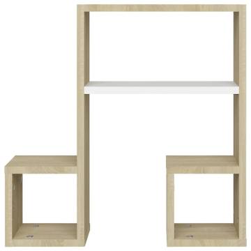 Stylish Wall Shelf Set - White & Sonoma Oak | Hipomarket