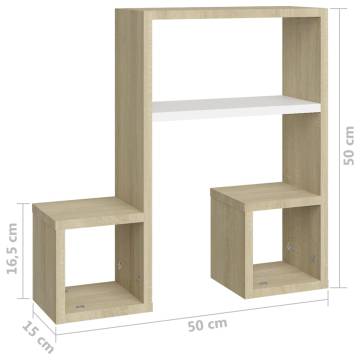 Stylish Wall Shelf Set - White & Sonoma Oak | Hipomarket