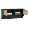 Stylish Black Wall Wardrobe with Hooks | 80x24x35.5 cm