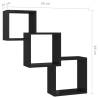 Cube Wall Shelf - High Gloss Black (68x15x68 cm) | HipoMarket