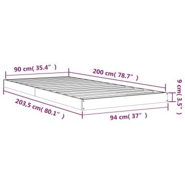 Grey Bed Frame 90x200 cm Solid Pine - Modern & Sturdy Design